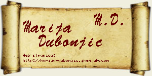 Marija Dubonjić vizit kartica